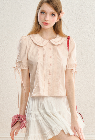 Round Collar Lace Girly Blouse SPE0058