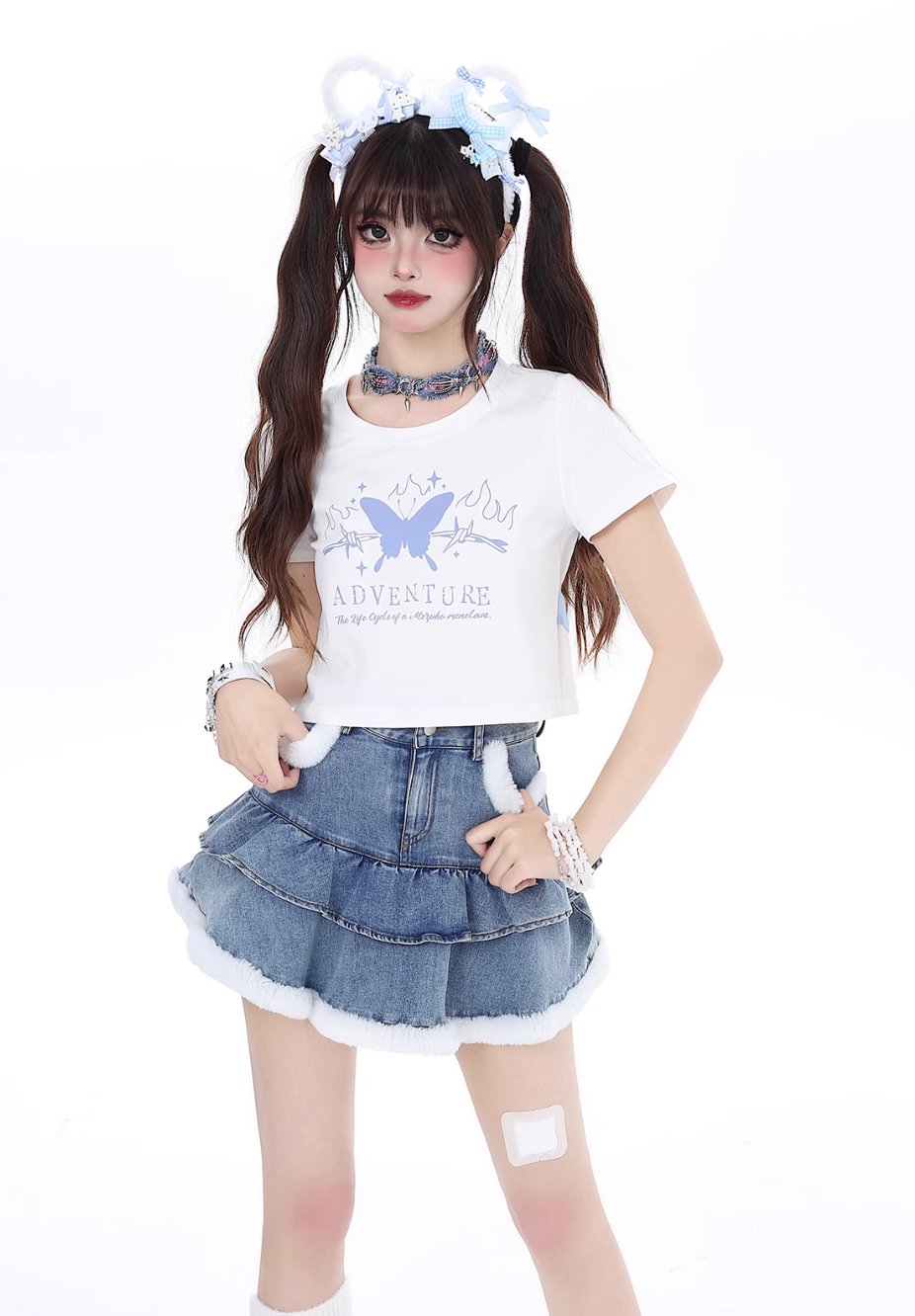 Sweet and cool bow tie short T-shirt CRA0047