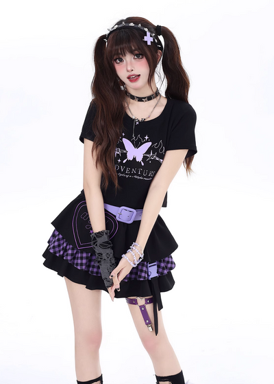 Sweet and cool bow tie short T-shirt CRA0047