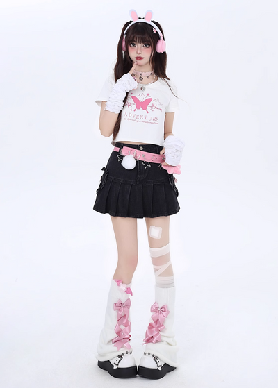 Sweet and cool bow tie short T-shirt CRA0047