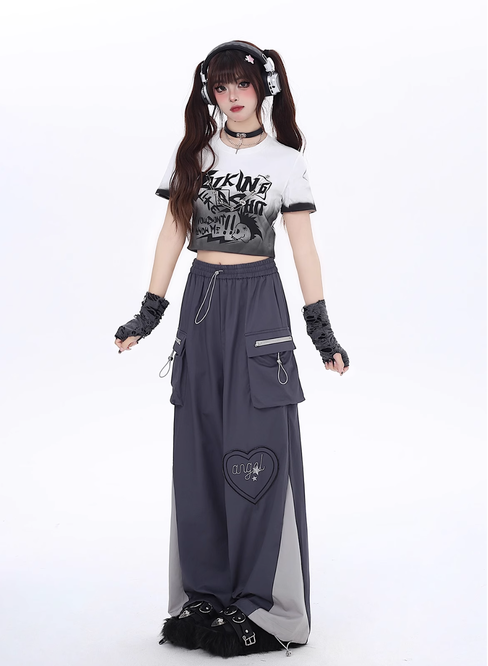 Wide Leg Assault Pants Contrast Color Straight Overall Pants CRA0055