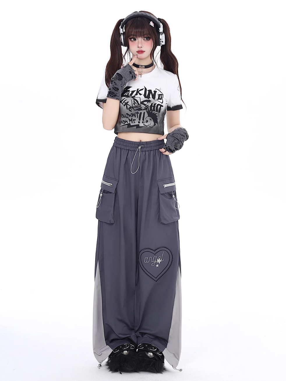 Wide Leg Assault Pants Contrast Color Straight Overall Pants CRA0055