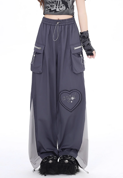 Wide Leg Assault Pants Contrast Color Straight Overall Pants CRA0055