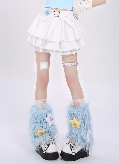 Ribbon dark pattern fluffy skirt CRA0058