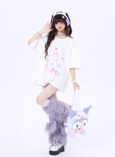 Vitality Girl Bow Print Long & Short T-Shirt CRA0063