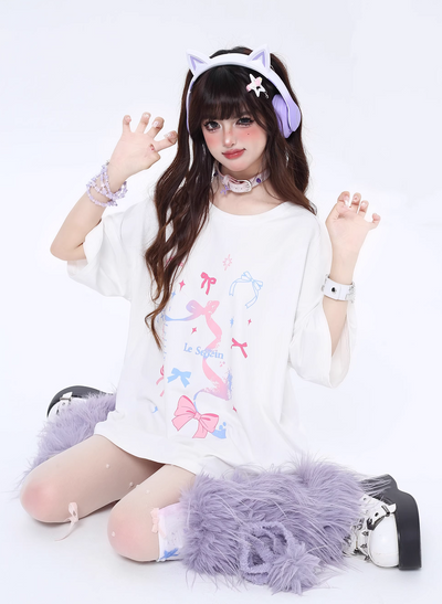 Vitality Girl Bow Print Long & Short T-Shirt CRA0063