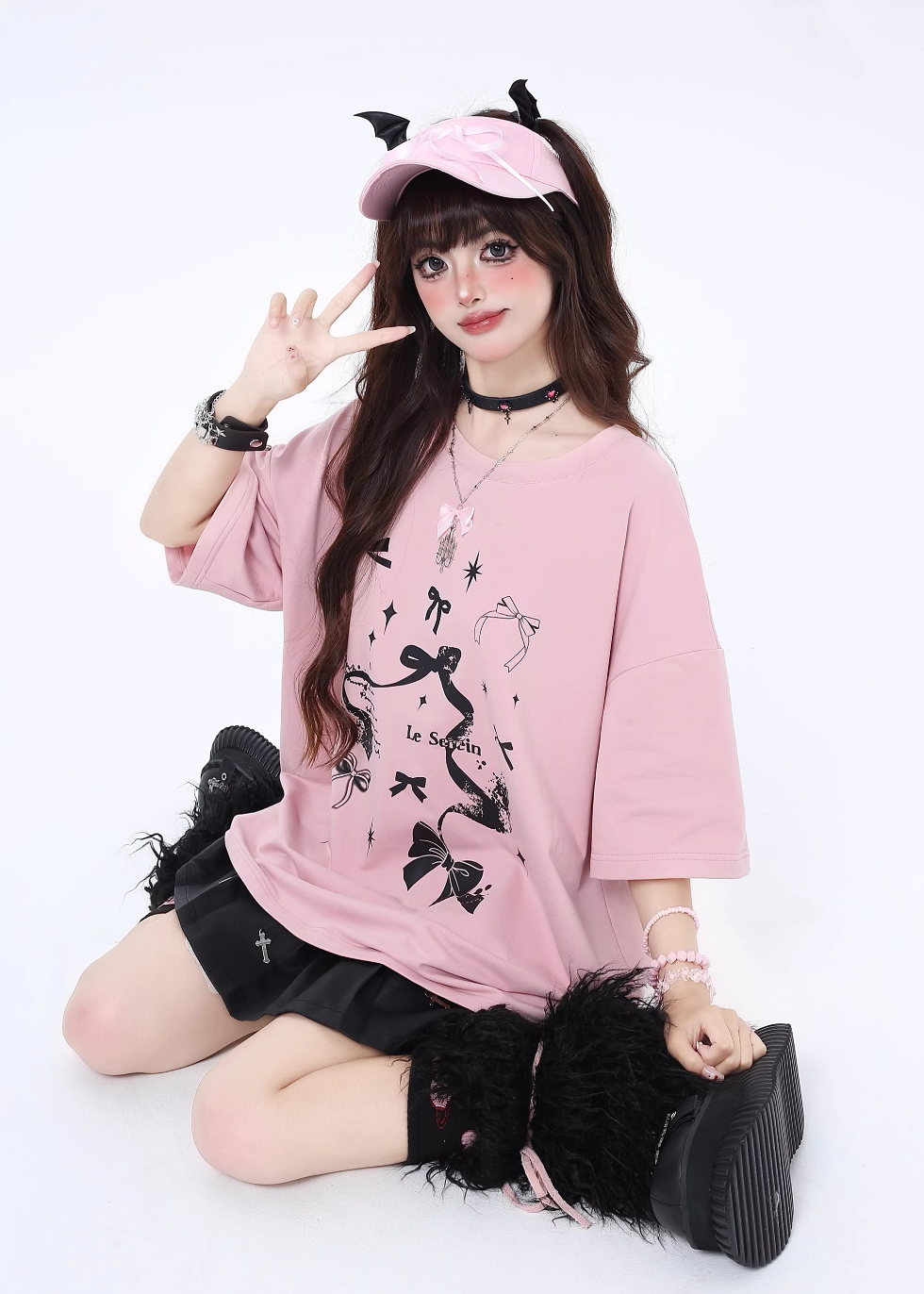 Vitality Girl Bow Print Long & Short T-Shirt CRA0063