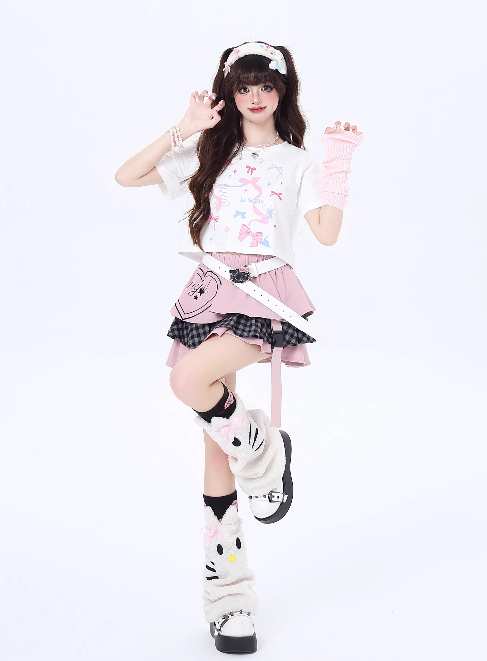 Vitality Girl Bow Print Long & Short T-Shirt CRA0063