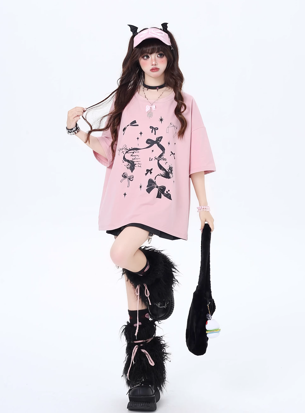 Vitality Girl Bow Print Long & Short T-Shirt CRA0063