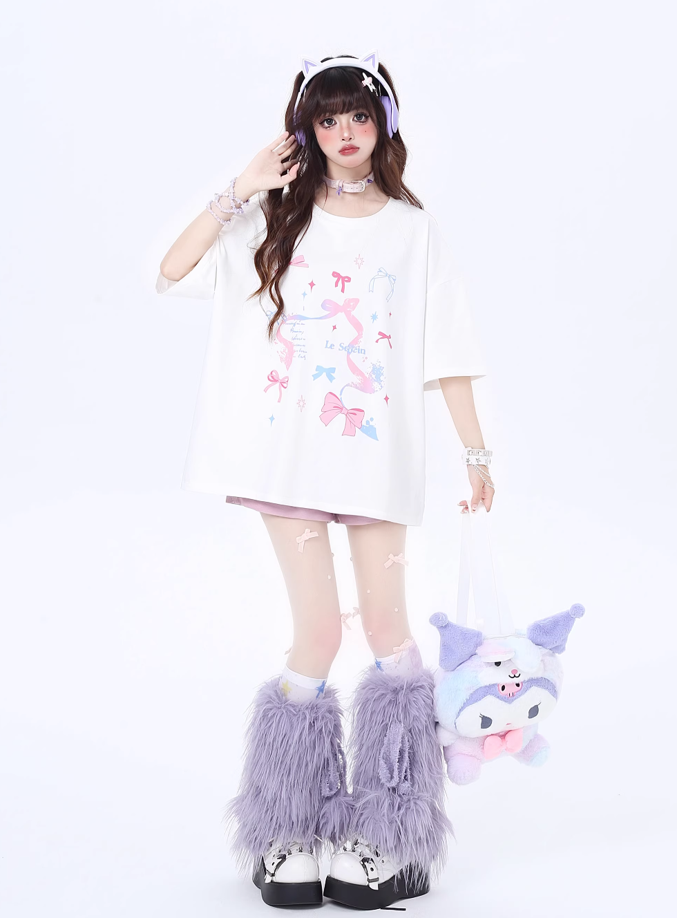 Vitality Girl Bow Print Long & Short T-Shirt CRA0063