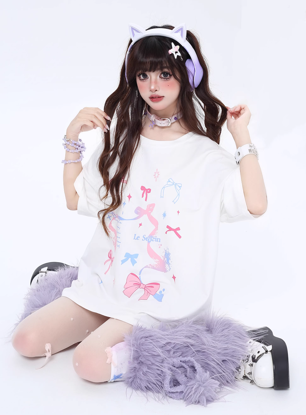 Vitality Girl Bow Print Long & Short T-Shirt CRA0063