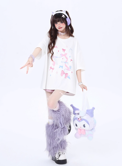 Vitality Girl Bow Print Long & Short T-Shirt CRA0063