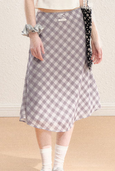 plaid flared skirt & butterfly pattern long a-line skirt SPE0065