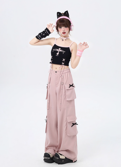 Street straight loose design wide leg pants CRA0077