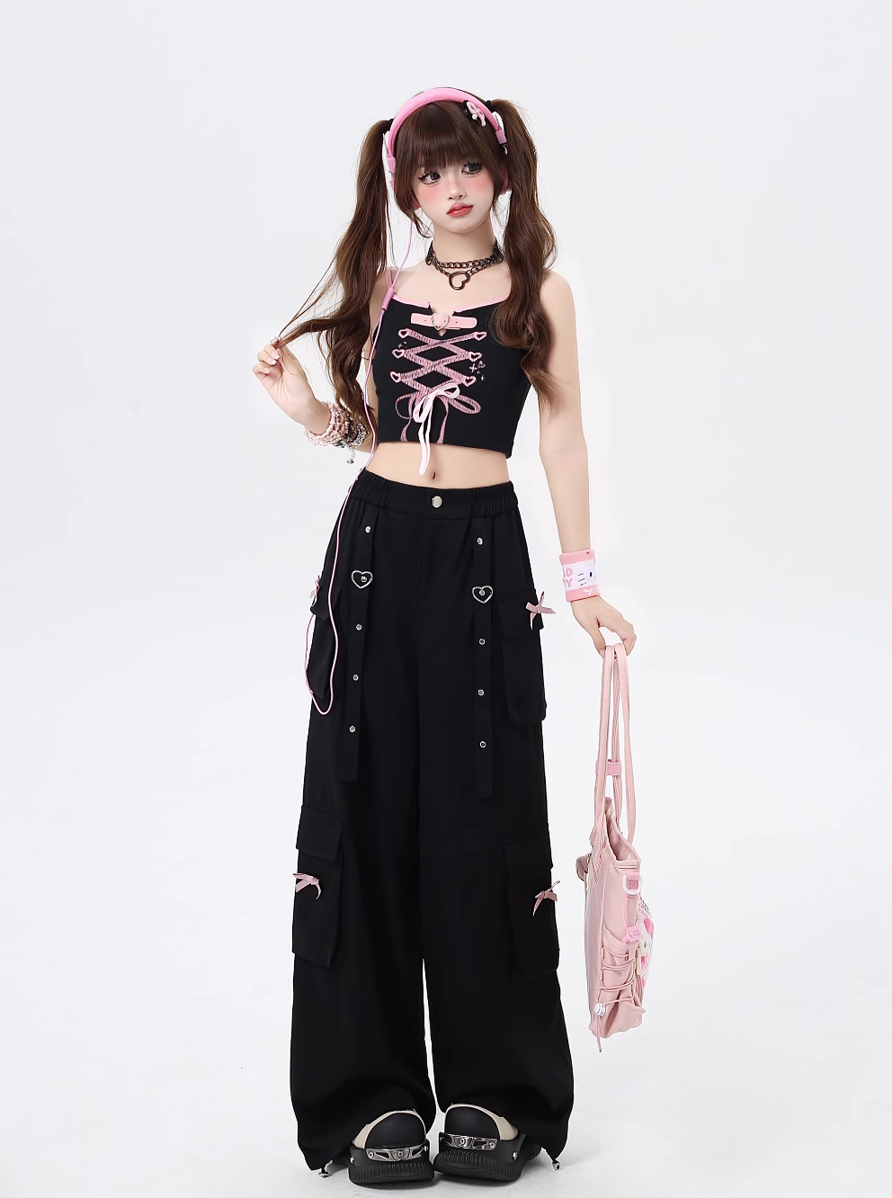 Street straight loose design wide leg pants CRA0077