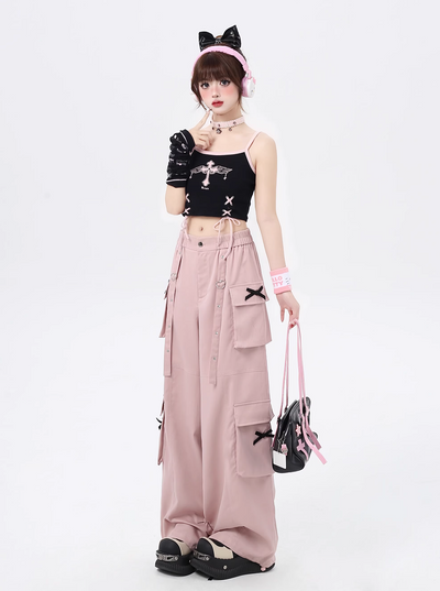 Street straight loose design wide leg pants CRA0077