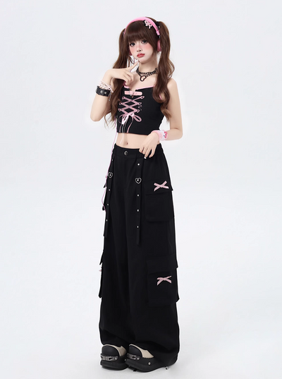 Street straight loose design wide leg pants CRA0077