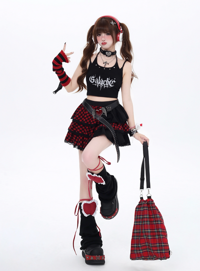 plaid splicing skirt CRA0084