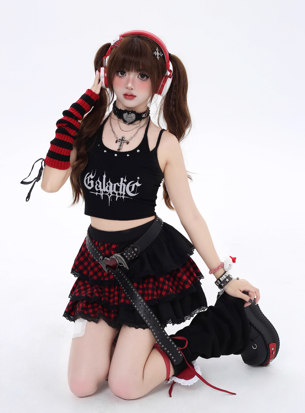 plaid splicing skirt CRA0084