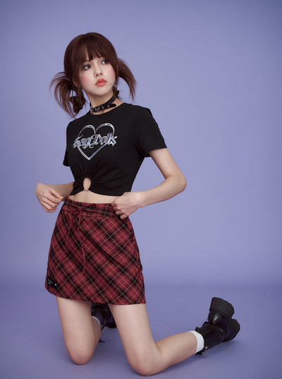 Casual Plaid A-Line Culottes Mini-Skirt SAG0171