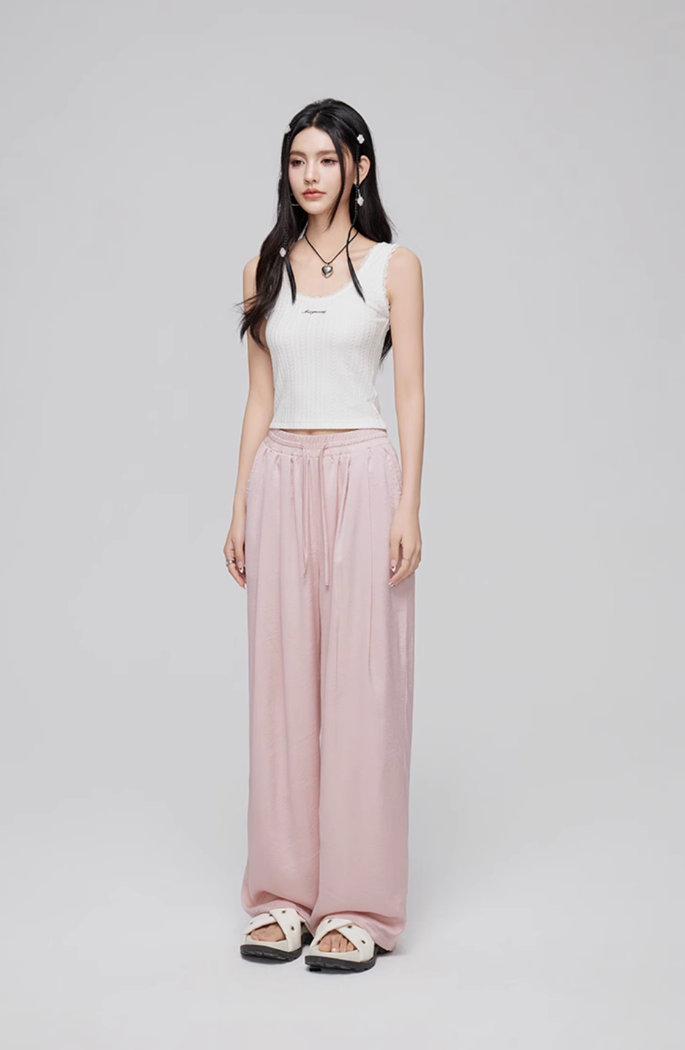 ICE SILK DRAPED WIDE LEG PANTS MAC0068