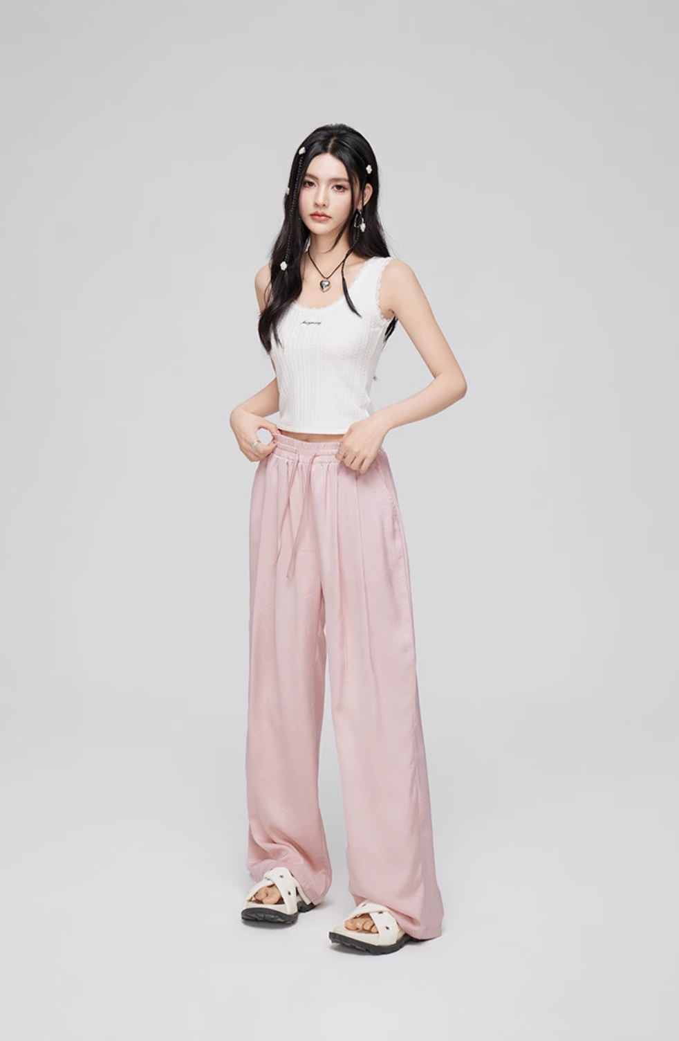 ICE SILK DRAPED WIDE LEG PANTS MAC0068