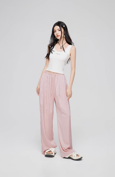 ICE SILK DRAPED WIDE LEG PANTS MAC0068