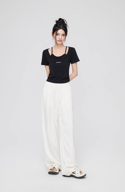 ICE SILK DRAPED WIDE LEG PANTS MAC0068