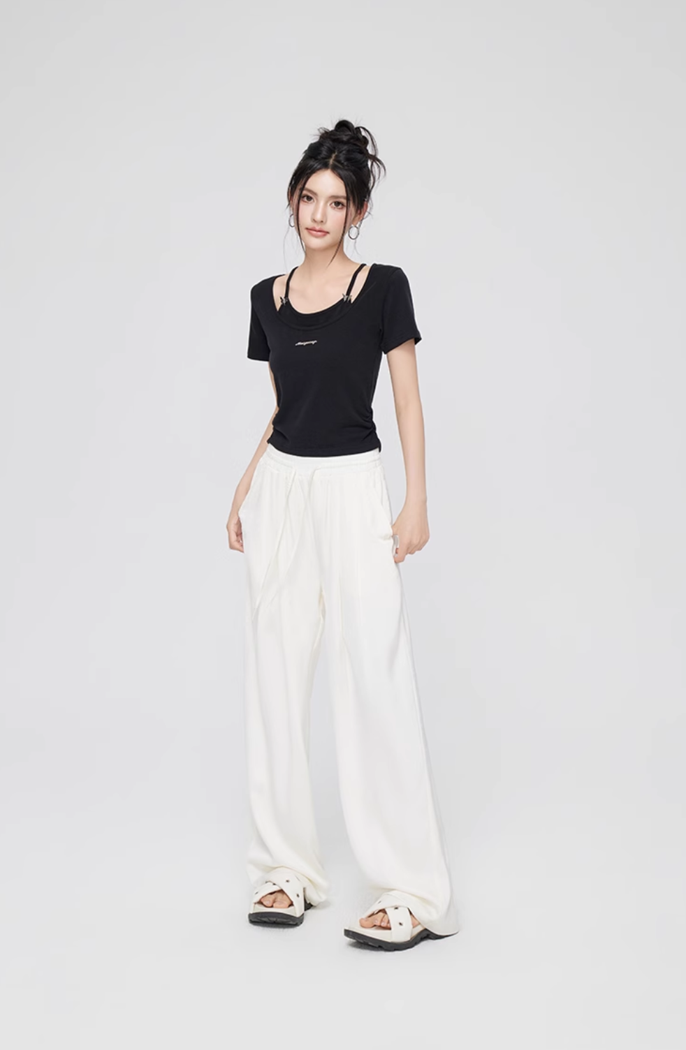 ICE SILK DRAPED WIDE LEG PANTS MAC0068