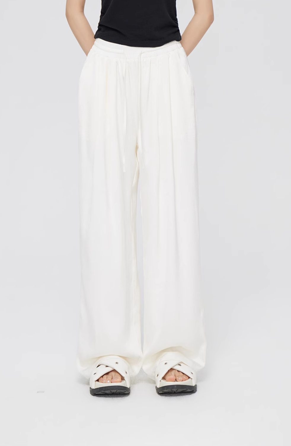 ICE SILK DRAPED WIDE LEG PANTS MAC0068