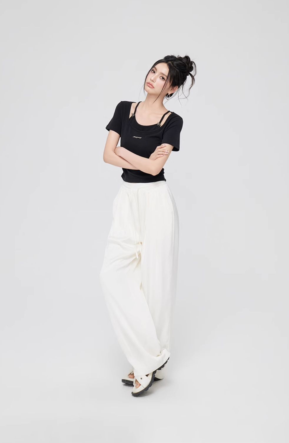 ICE SILK DRAPED WIDE LEG PANTS MAC0068