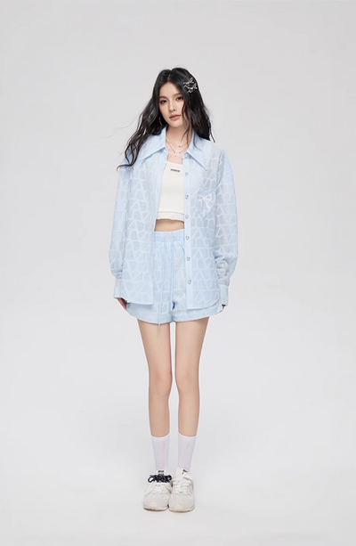 Summer cool breathable shirt shorts 2 piece set MAC0070