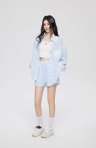 Summer cool breathable shirt shorts 2 piece set MAC0070