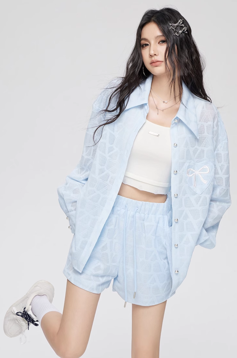 Summer cool breathable shirt shorts 2 piece set MAC0070