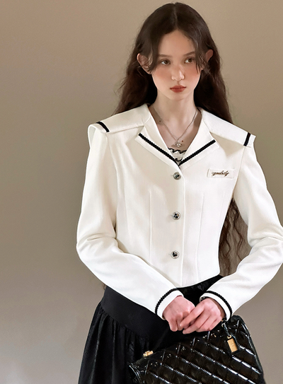 Sailor Button Jacket with Shaped Collar YOO0067