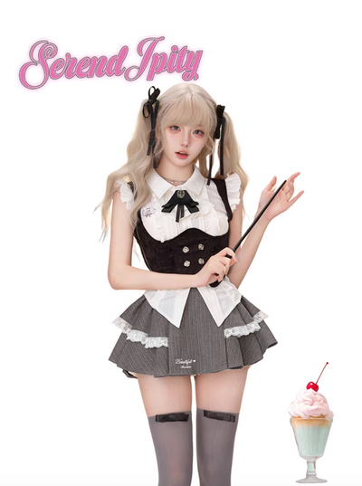 Girly Coconut Academy Vest & White Shirt & Skirt SER0074