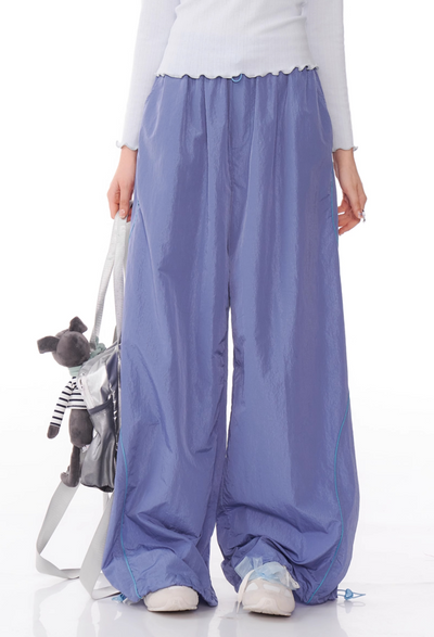 American Style Hem Gathered Straps Wide Leg Pants ZIZ0160