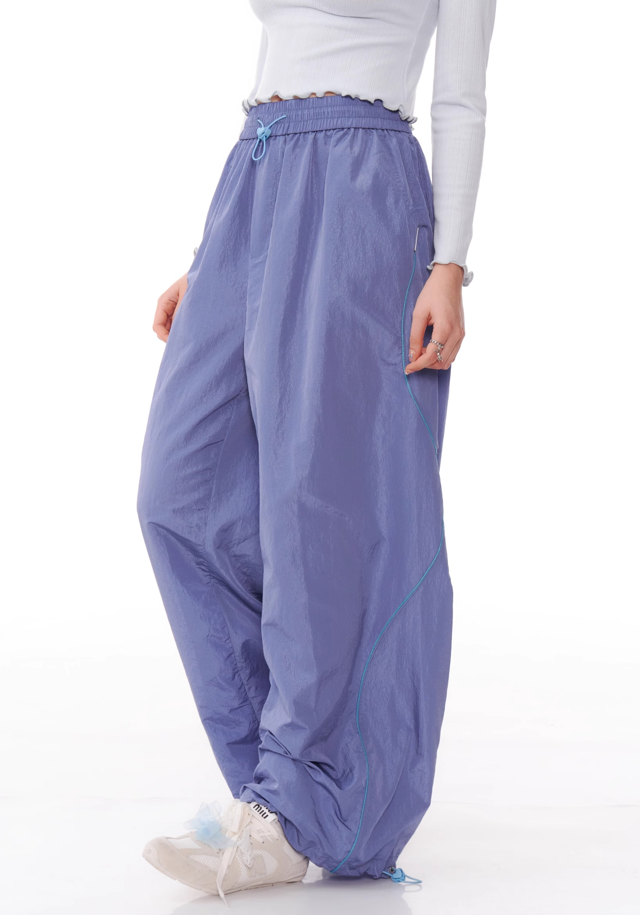 American Style Hem Gathered Straps Wide Leg Pants ZIZ0160