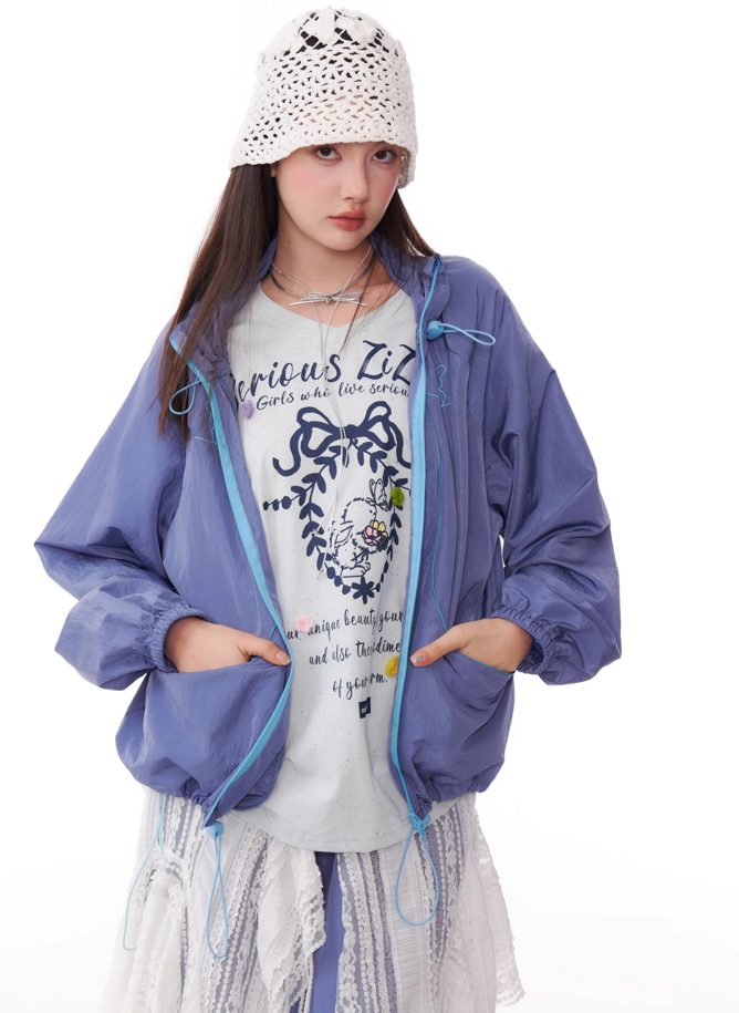 American Design Butterfly Embroidery Sporty Zip Jacket ZIZ0164