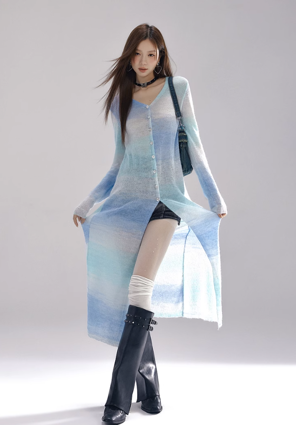 Mohair Gradient Color Long Cardigan LAC0239