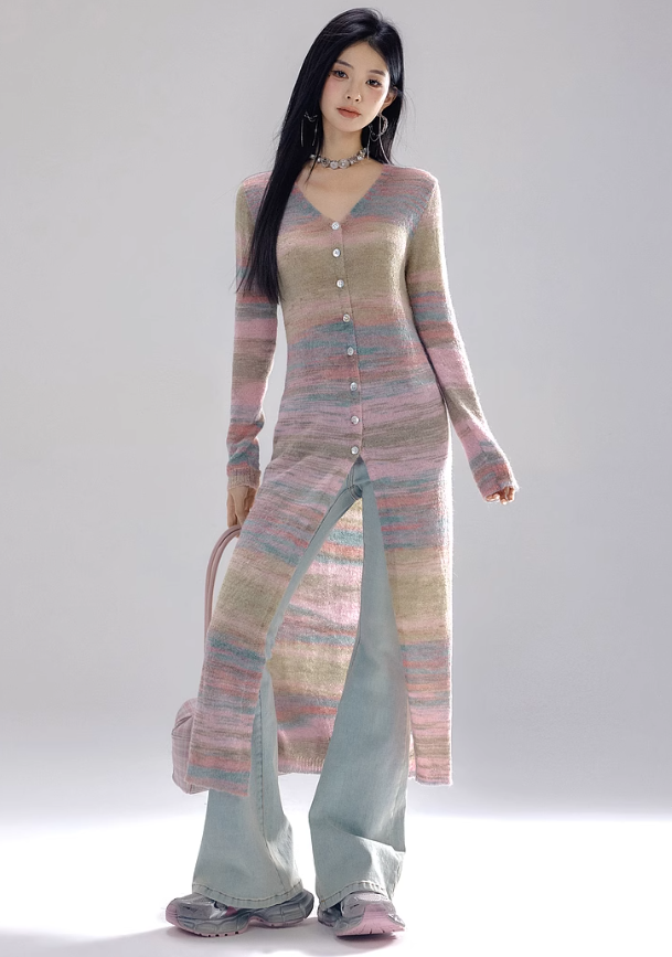 Mohair Gradient Color Long Cardigan LAC0239