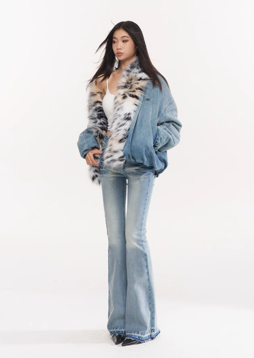 leopard print fur collar jacket NOT0250