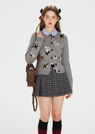 Round Neck Animal Pattern Slim Cardigan BOH0075