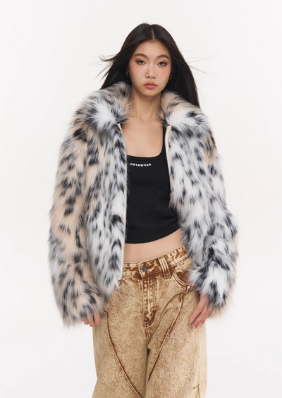 Fur winter loose leopard print short coat NOT0256