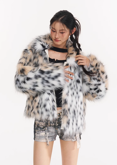 Fur winter loose leopard print short coat NOT0256