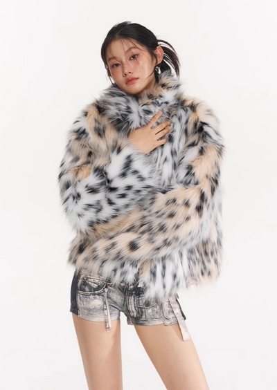 Fur winter loose leopard print short coat NOT0256