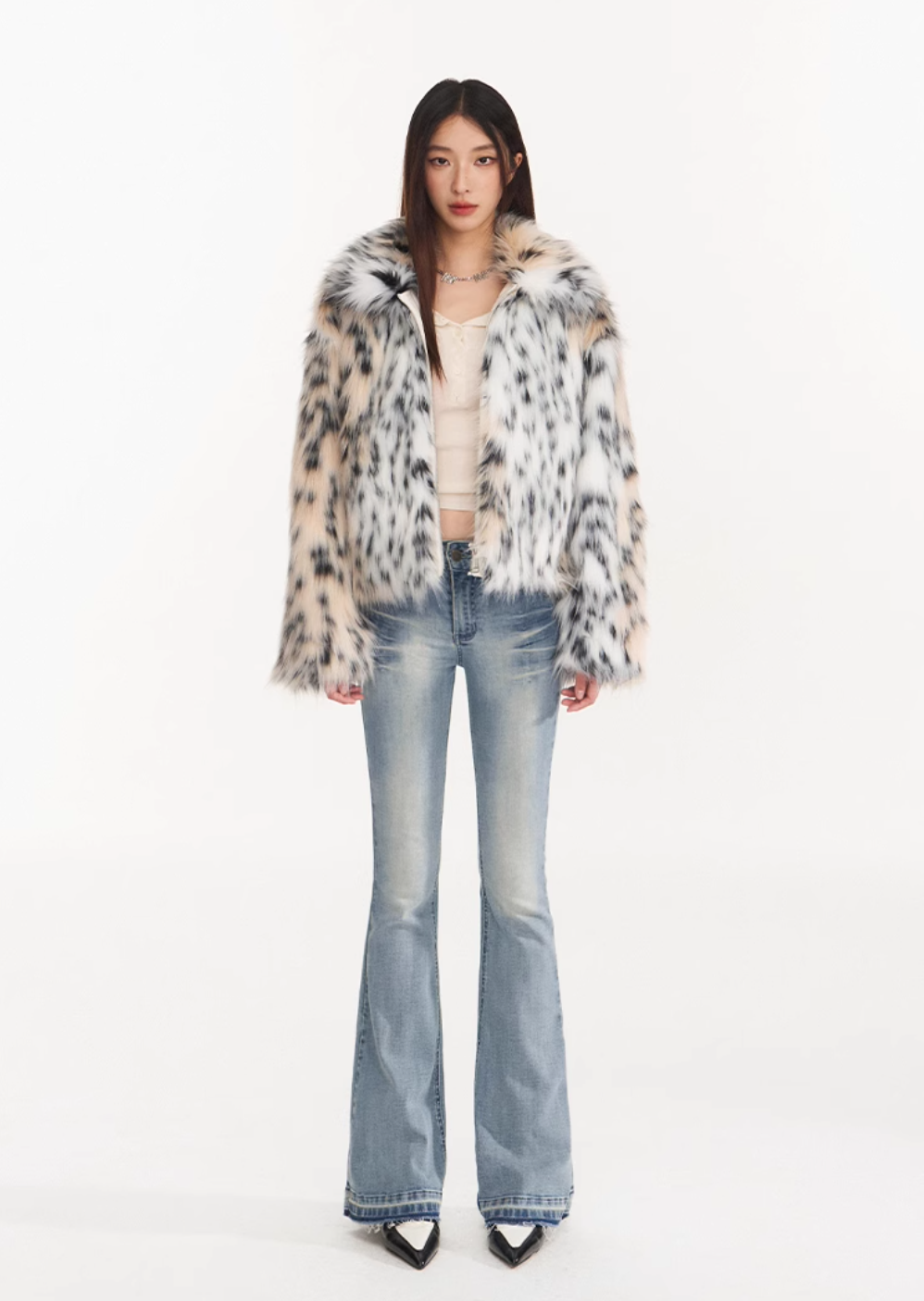 Fur winter loose leopard print short coat NOT0256