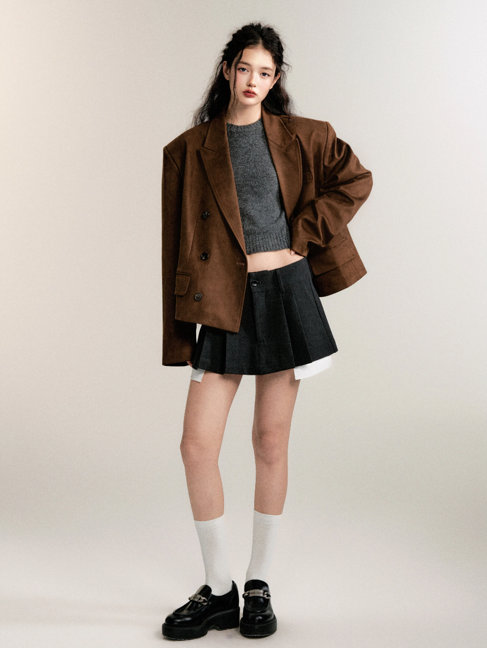 dark brown suede casual jacket LUL0099