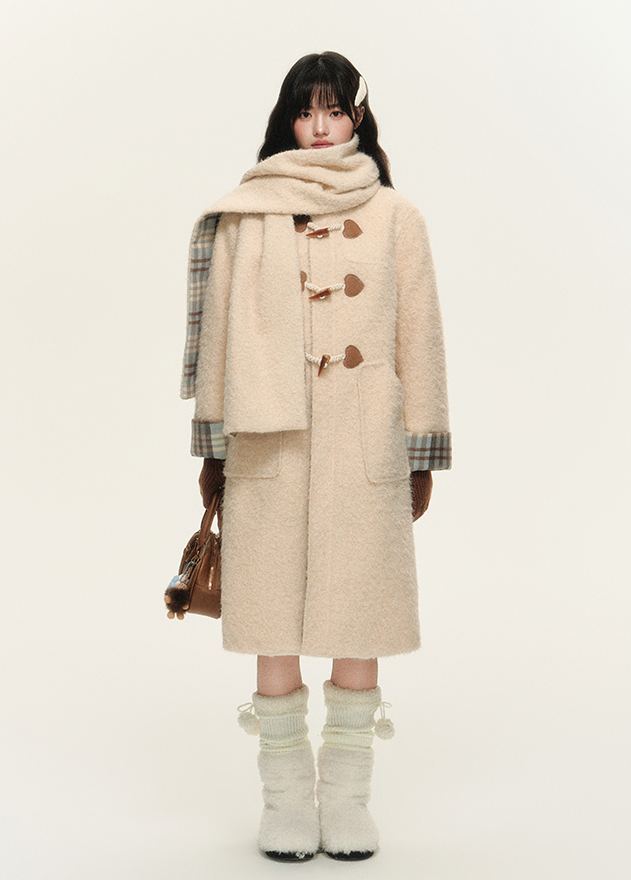 Plaid Lined Girly Duffle Coat NTO0150