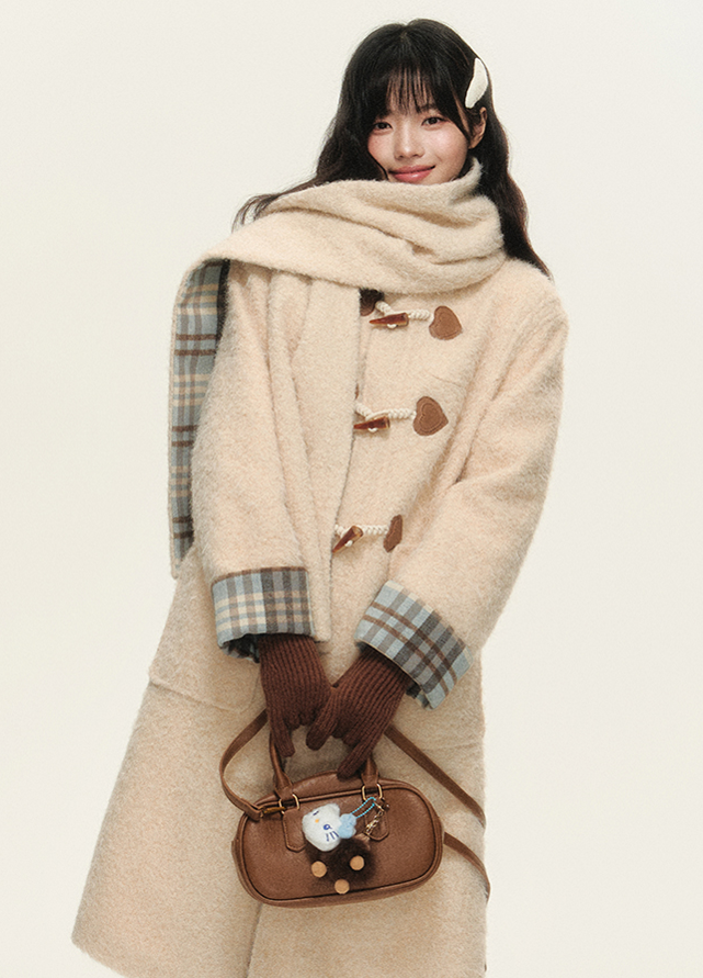 Plaid Lined Girly Duffle Coat NTO0150